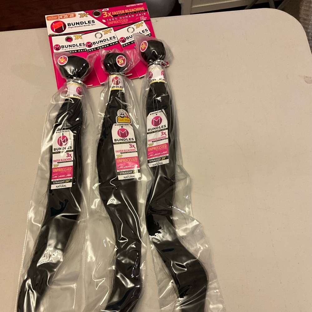 MOTOWN TRESS M BUNDLES 7A+ VIRGIN BRAZILIAN STRAIGHT 24" 26" 28"
